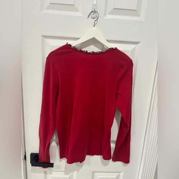 L.L. Bean Women's Red Long Sleeve Top/Size M - Picture 6 of 9